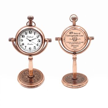 Personalised 49th Anniversary Copper Desk Clock Gift With Engraving, 4 of 12