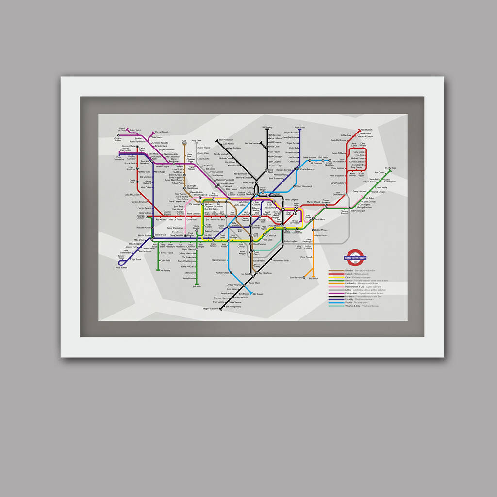 Road To Wembley Football Tube Map Print By The Northern Line