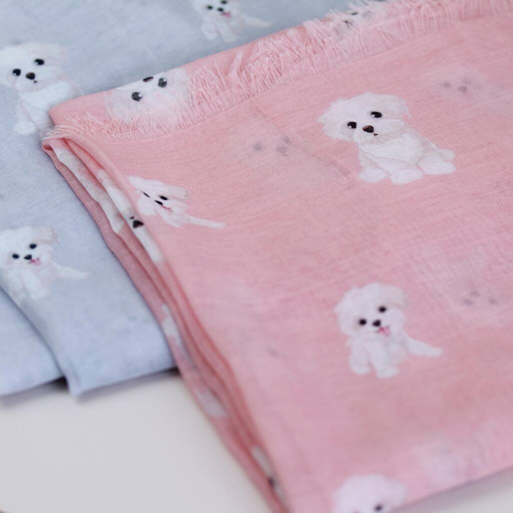 Personalised Bichon Frise Print Scarf For Dog Lovers By Hearth