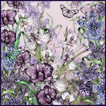 Orchid Garden Floral Cushion With Bees Butterflys And Variations Of Wild Orchids, 2 of 4