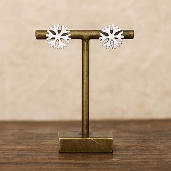 Sterling Silver Snowflake Stud Earrings, 6 of 8