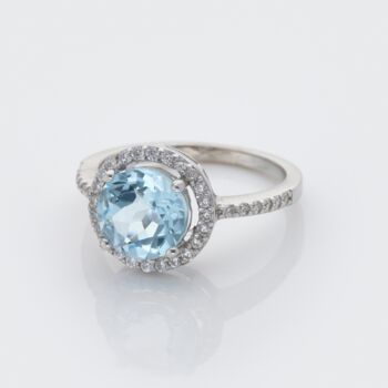 Round Blue Topaz 925 Sterling Silver Ring, 3 of 4