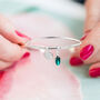 Personalised Open Cuff Bangle With Marquise Birthstone, thumbnail 3 of 10