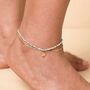 Stainless Steel Double Layer Sun Charm Beaded Anklet In Gold, thumbnail 1 of 4