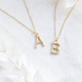 Bamboo Style Gold Plated Initial Necklace, 5 of 8