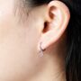 Silver Evil Eye Charm Hoop Earrings, Charm Earrings, Dainty Hoops, thumbnail 2 of 7