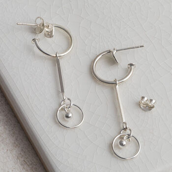 Sterling Silver Heart And Bar Studs, 5 of 5