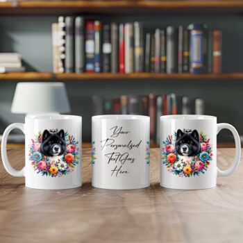 Personalised Akita Floral Summer Dog Wreath Gift Keepsake Mug, 2 of 2