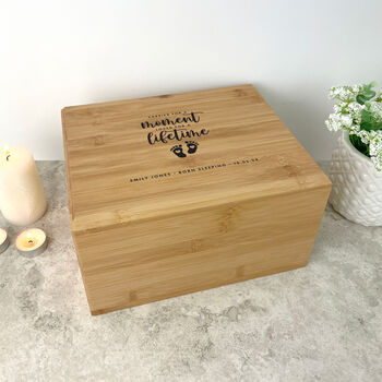 Personalised Bamboo Urn For Cremation Ashes Angel Baby Design, 7 of 12