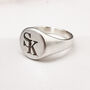 Monogram Initials Round Silver Signet Ring, thumbnail 3 of 10