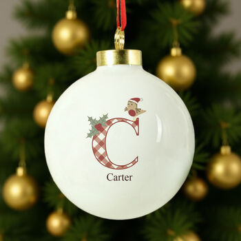 Personalised Initial Little Robin Bauble, 3 of 6