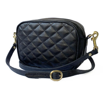 Black Leather Quilted 'Riviera' Handbag, 4 of 7