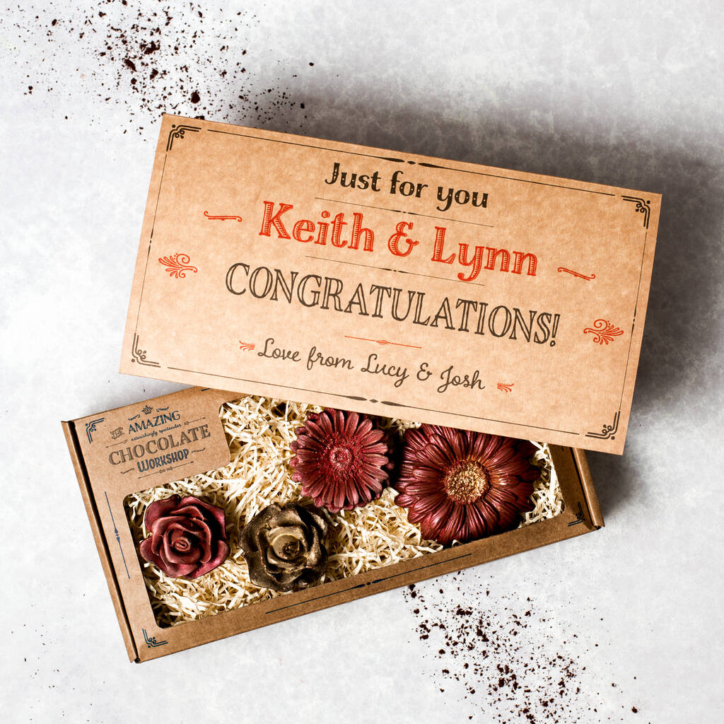 Personalised Congratulations Chocolate Flowers T Box By The Amazing Chocolate Workshop