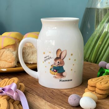 Retro Easter Bunny Personalised Milk Mug, 2 of 4