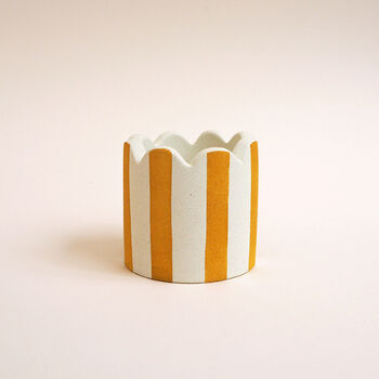 Small Stripy Scalloped Pot Choose Your Colours, 10 of 11