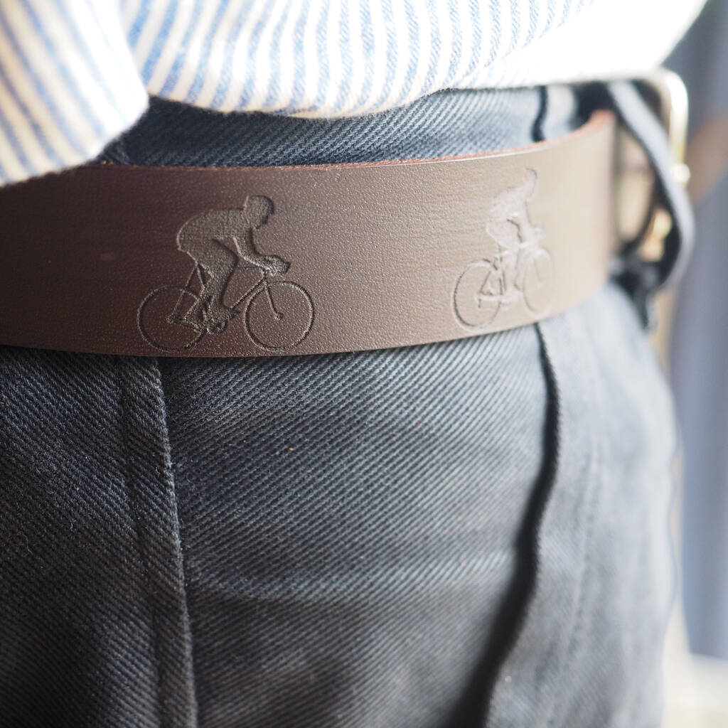Engraved Cyclists Leather Belt, 1 of 10
