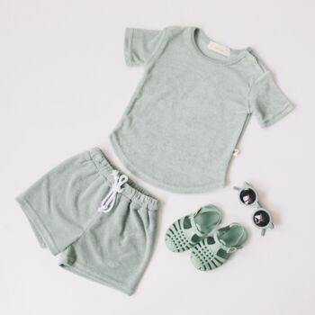 Children's Sage Green Towelling Two Piece, 3 of 6