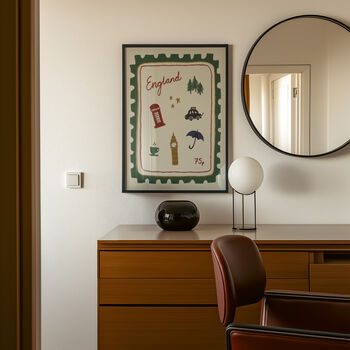 England Stamp Illustration Wall Art, 5 of 8