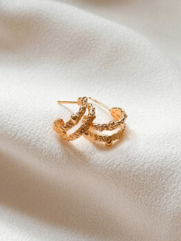 Molten Double Hoop Earrings, 2 of 4