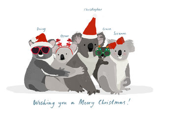 Pack Of Five Personalised Christmas Koala Card By Hanna Melin ...