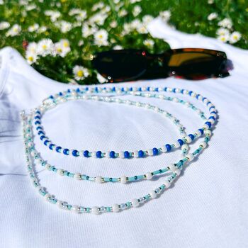 Dainty Light Blue Handmade Beaded Necklace, 4 of 4