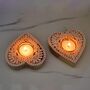 Wooden Heart Tea Light Candle Holder, Set Of Two, thumbnail 1 of 5