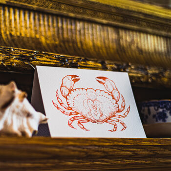 Hand Drawn Crab Illustrated Blank Greeting Card, 2 of 10