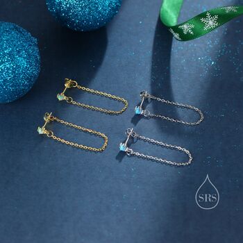 Tiny Opal Chain Ear Jacket Earrings, 7 of 12