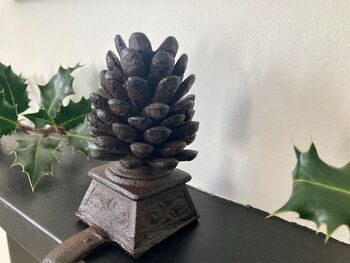 Cast Iron Pine Cone Christmas Stocking Holder Xmas Decor, 4 of 10