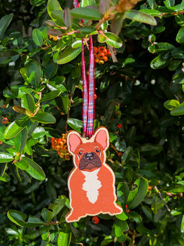 French Bulldog Hanging Wooden Christmas Decoration, 5 of 6