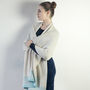 Knitted Shawl/Scarf In Linen/Seafoam, thumbnail 3 of 6