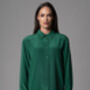 Sheena Forest Oversized Silk Crepe De Chine Blouse, thumbnail 1 of 4