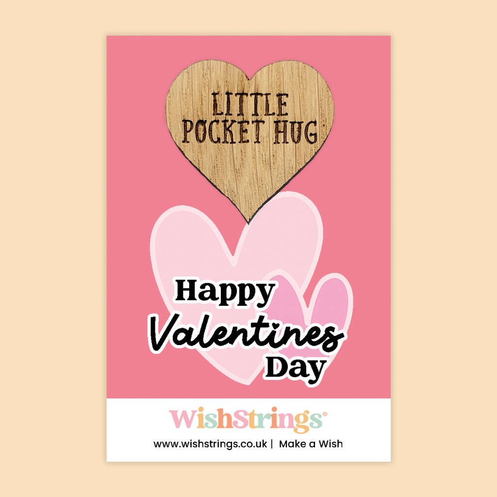 Happy Valentine’s Day Little Pocket Hug – Romantic Wooden Heart Keepsake, 1 of 3