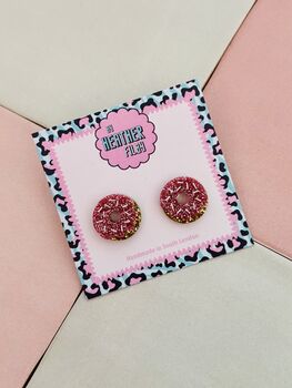 Doughnut Glitter Resin Studs / Doughnut Lover Gift / Novelty Food Jewellery / Colourful Accessories, 4 of 5