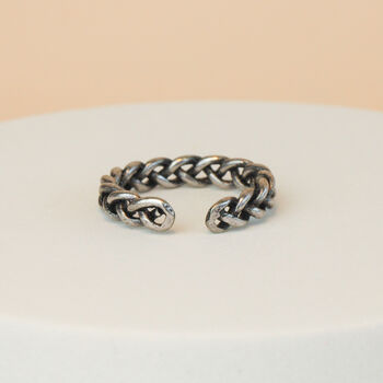 Silver Plaited Band Adjustable Ring, 3 of 3