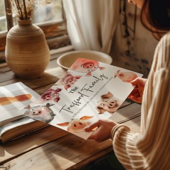 Personalised Pig Illustration Family Print With Quote, 3 of 4