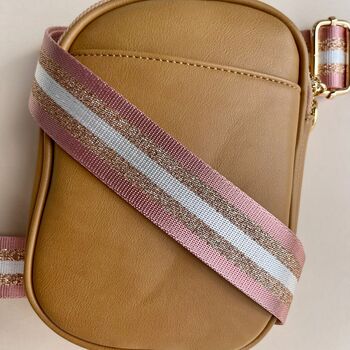 Glitter Stripe Bag Strap In Light Pink And Gold, 2 of 2