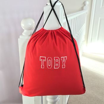 Personalised Pe Kit Cotton Pump Bag Red, 2 of 9