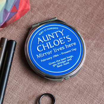 Blue Plaque Personalised Compact Mirror For Aunt, 3 of 4