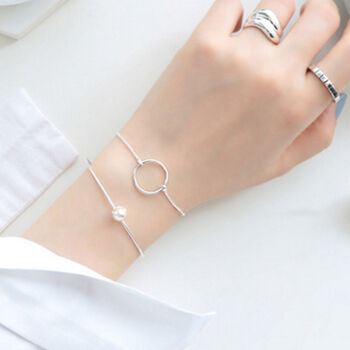 Sterling Silver Circle Charm Bracelet, 2 of 4