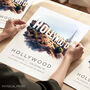 City Landmark Travel Poster Of Hollywood Los Angeles, thumbnail 1 of 7