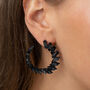 Large Black Crystal Spiral Hoop Earrings, thumbnail 1 of 3