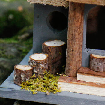 Woodland Grey Personalised Hanging Bird House, 6 of 10