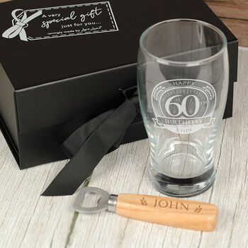 Personalised Happy 60th Birthday Pint Glass And Gift Set, 4 of 6