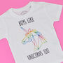 'Boys Like Unicorns Too' Boys T Shirt, thumbnail 3 of 6