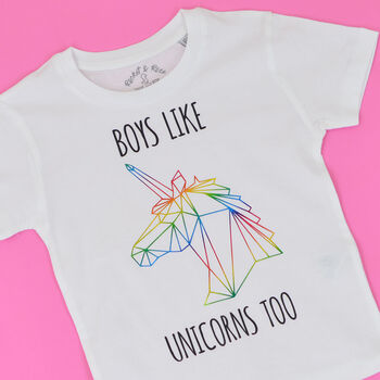 'Boys Like Unicorns Too' Boys T Shirt, 3 of 6
