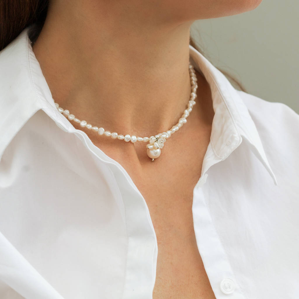 Adriana White Pearl Choker Necklace, 1 of 12