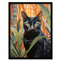 Botanical Black Cat Lovers Portrait Wall Art Print, thumbnail 5 of 6