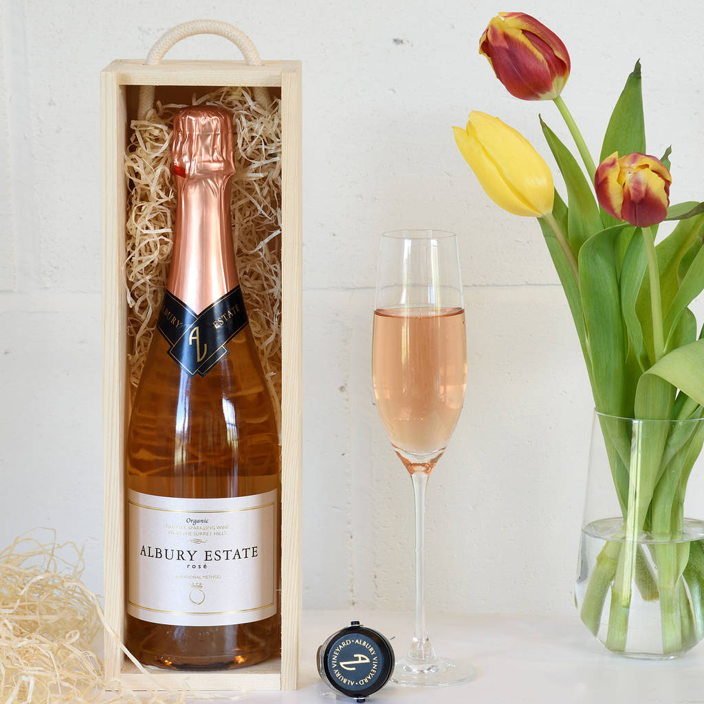 english sparkling wine with wooden gift box by albury ...