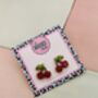 Sweet Cherry Glitter Resin Studs / Rockabilly Jewellery Retro Sparkly Fruit Studs / Gift For Her, thumbnail 4 of 5